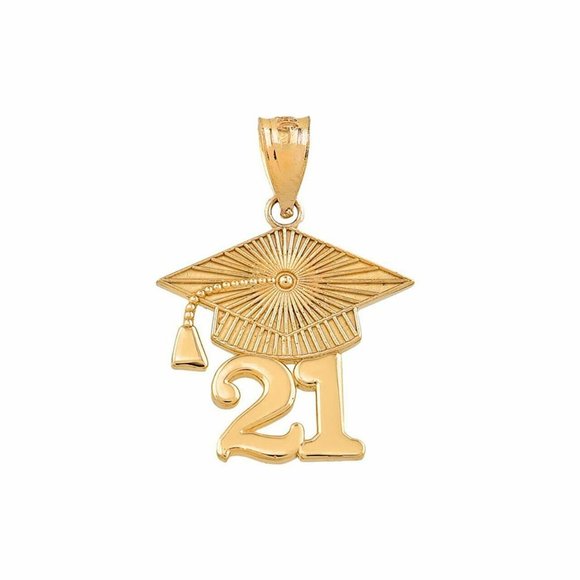 10k Real Gold Class of 2021 Graduation Cap Pendant
